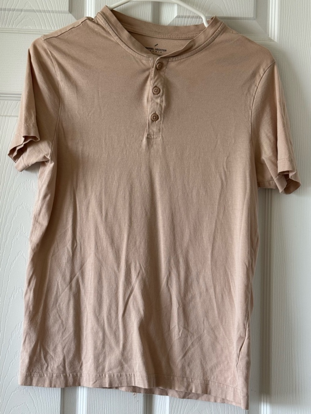 Daniel Hechter Short-Sleeve Henley in Light Beige with Pink hue